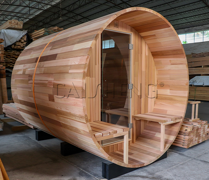 BS-A 4 Person Outdoor Red Cedar Barrel Sauna
